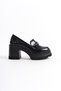 Genuine Leather Mberr604-S Women's Thick Heeled Patent Leather Buckle Detail Black College Heeled Shoes - 3