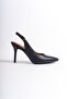 Mubiano Genuine Leather Collection Women's Heeled Stiletto & Shoes Navy Blue -Mcalm433-Lcv - 5