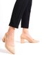 Mbzfr601-Sn Women's Suede Block Heels 6 cm Pointed Toe Nude Stiletto & Heels Shoes