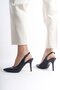 Mubiano Genuine Leather Collection Women's Heeled Stiletto & Shoes Navy Blue -Mcalm433-Lcv - 3