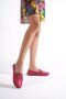 Genuine Leather 203-Fs Oval Toe Buckle Detail Women's Fuchsia Ballerina & Loafer Shoes - 2