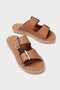 Mubiano Genuine Leather Collection Women's Slippers Tan -Mcsvk23T003-Tb