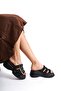 Mubiano Genuine Leather Collection Women's Suede Platform Slippers Black -Mcrgn6151-S - 6