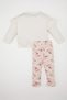 Baby Girl 2 Piece Set New Year's Themed Long Sleeve Top with Elastic Waist Bottom D6516A524Wn - 5