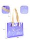 Purple Shk241 Hologram Printed Pvc Single Compartment Beach, Travel and Picnic Bag - 6