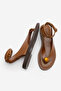 Women's Genuine Leather Daily Sandals Ronta Tan Flip Flops with Ankle Buckle - 7