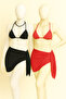 Set of 2 Beach Pareo Chiffon Black and Red 150X50 - 7