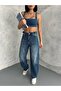 K.Tint Alley Side Double Belted Blue Women's Jean Jeans 2025 New Model Pants Wide Leg Oversize Model Ed