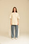تي شيرت نسائي صيفي أساسي ذو رقبة دائرية وكريمي كبير الحجم مصنوع من القطن العضوي بنسبة 100% - 2
