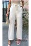 Women's Crinkle Fabric Wide Leg Relaxed Fit Palazzo Pants with Rope Belt Elastic Waist - 2