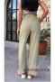 Women's Crinkle Fabric Wide Leg Relaxed Fit Palazzo Pants with Rope Belt Elastic Waist - 2