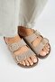 Jazmin Women's Genuine Leather Double Buckle Mink Slippers - 3