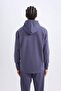 Defactofit Standard Fit Hooded Arma Printed Kangaroo Pocket Skuba Diver Fabric Sweatshirt D1893Ax24 - 7