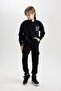 Black Oversized Wide Fit Turtleneck Printed Sweatshirt Boys D5676A824Wn - 2
