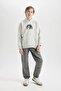 Boy's Oversize Wide Fit Printed Hooded Sweatshirt D5387A824Wn - 2