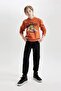 Boy's 2-Piece Set Tiger Printed Hooded Sweatshirt Elastic Waist Jogger Sweatpants D3559A82