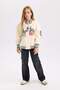 Girls' Printed College Collar Bomber Soft Furry Cardigan D3109A824Wn - 2
