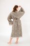 Muslin Kimono 100% Cotton Leopard Patterned Jacquard Bathrobe Kaftan Dressing Gown Brown - 3