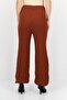 Women Knitted Pull-On Jogger Pants, Brown - 3