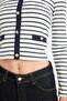 Slim Fit Slim Fit Crew Neck Striped Button Smart Ribbed Camisole Long Sleeve T-Shirt D5115Ax24A - 5