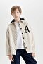 Boy's Oversize Wide Fit Hooded Gabardine Long Sleeve Shirt C6626A824Au