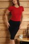 Crew Neck Short Sleeve Ribbed Lycra Bady Blouse T-Shirt - Aslındalook - 2