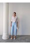 Women's Bernis Blue Balloon Pants, Elastic Waist Baggy Model Crepe Balloon Pants Hiding the Basen - 4
