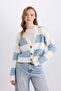 Regular Fit V-Neck Striped Buttoned Knitwear Cardigan A2416Ax24Wn - 4