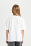 Oversized Bicycle Collar Basic Short-Sleeve T-Shirt for Girls, D3345A824Au. - 7
