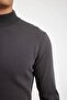Standard Fit Regular Cut Half Turtleneck Basic Plain Knitwear Sweater A5282Ax24Au - 5