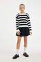 Girl's Navy Blue Striped Standard Fit Crew Neck Knitwear Sweater C6972A824Au - 2
