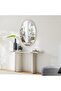Hesdin High Gloss Console Table with Oval Mirror - Light Grey - 150x40x90cm - 2-Year Warranty - 6