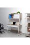 Mineo Study Desk with 2 Drawers and Sliding Door - Ash White/Oak L124xW54xH171cm - 3