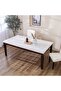 Brody 8-Seater Rectangular Marble Dining Table - White/Dark Walnut - Solid Wood - 2-Year Warranty - 5