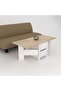 Algeria Foldable Coffee Table with Drawers - White/Oak, Engineered Wood, Multi Color, 129.8 cm - 5