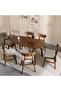 Acton 1+6 Seater Solid Wood Dining Set - Walnut/Beige - 3