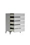 Santelmo High Gloss Light Grey Chest of 5 Drawers - Elegant Bedroom Storage Solution - 80x45x117cm - 2