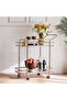Hartin 2-Tier Serving Trolley - Champagne Metal & Tempered Glass - Elegant Design, 2-Year Warranty - 4