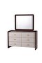 Alhamra Dresser with Mirror & Stool - Stylish Bedroom Storage in Dark Brown/White/Green