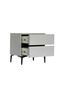 Santelmo Night Stand - High Gloss Light Grey - With 2-Year - 6