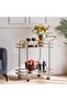 Hartin 2-Tier Serving Trolley - Champagne Metal & Tempered Glass - Elegant Design, 2-Year Warranty - 5