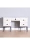 Defne Dresser with Mirror & Stool - Cream/Black - Stylish Bedroom Storage - 5-Year Warranty - 2