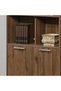 Supreme 2-Door Bookcase with Open Shelves - Light Walnut Engineered Wood Storage Cabinet - 3