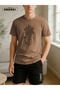 Orki Summer Pineapple Men's Summer Shorts Set – Tropical Printed Light Brown T-Shirt & Black Shorts - 4
