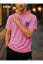 Orki Tropical Diamond Men's Summer Shorts Set – Palm Printed Pink T-Shirt & Black Shorts