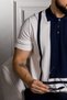 Interview Polo Neck Rayon Thin Knitwear Navy Blue White T-Shirt - 8