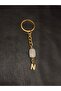 Gold Color Stone N Letter Crystal Quartz Keychain Charm - 4
