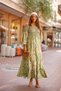 Green Boat Neck Silk Dress - 3