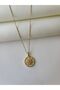 Steel Sun Detailed Zircon Stone Women's Necklace