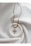 Steel Italian Crushed Chain Pole Star Stone Detailed Necklace